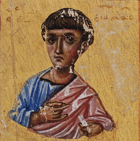 Apostle, 1133,  (frontispiece of tetragospel no.8 from monastery of Dionysios on Mount Athos)  Canellopoulos Museum, Athens,  D 2605